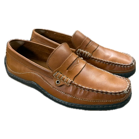 Bass Marlon Men’s Saddle Tan Leather Loafers Size 9 - Picture 1 of 12